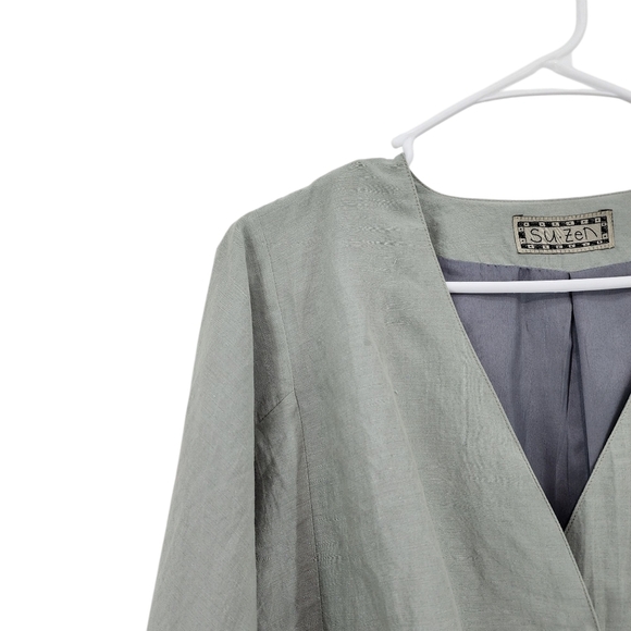 SuZen Vintage Women's Linen Blend Button Front Cropped Top - S - Picture 2 of 9